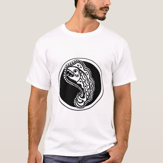 Decoratief zwart-wit visontwerp t-shirt (Voorkant)