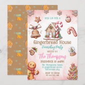 Decoratiefeest voor een huisje van peperkoek kaart (Voorkant / Achterkant)