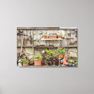 Decoraties op houten hek, Catalina Island, Canvas Afdruk