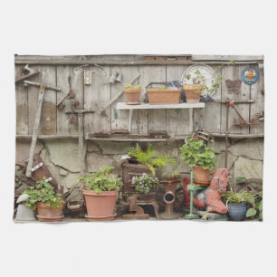Decoraties op houten hek, Catalina Island, Theedoek