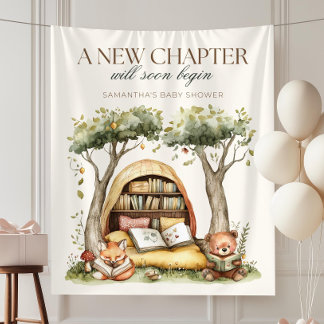 Decoraties voor een babyshower 'Een nieuw hoofdstu Wandkleed