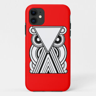 Decoratieve Abstracte kieuwen (zwart, wit en rood) iPhone 11 Hoesje