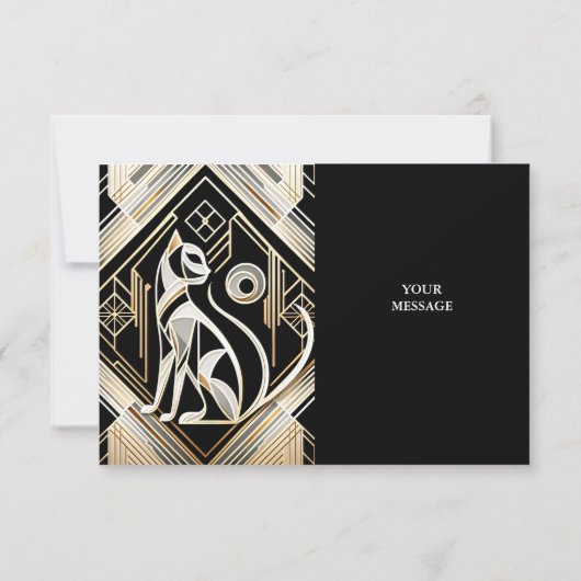 Decoratieve Abstracte zwarte kat dank u kaart (Achterkant)