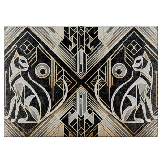 Decoratieve Abstracte Zwarte Kat Snijplank (Voorkant)