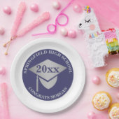 Decoratieve afstuderen Navy Blue Silver Papieren Bordje (Feest)