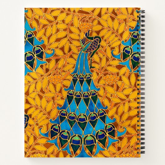 decoratieve art nouveau pauwen en bomen notitieboek (Achterkant)