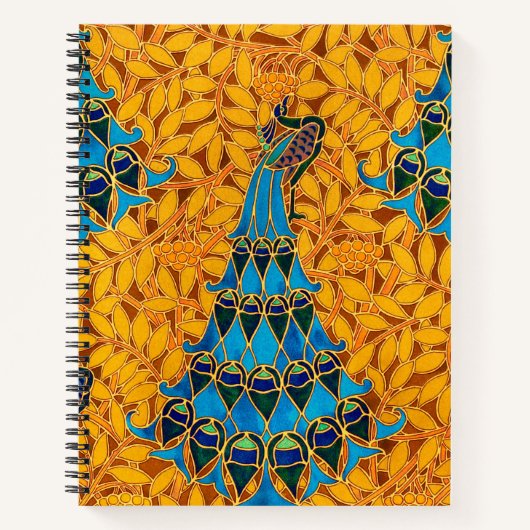 decoratieve art nouveau pauwen en bomen notitieboek (Voorkant)