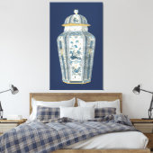 Decoratieve Aziatische urine in blauw en wit Canvas Afdruk (Insitu (Slaapkamer))