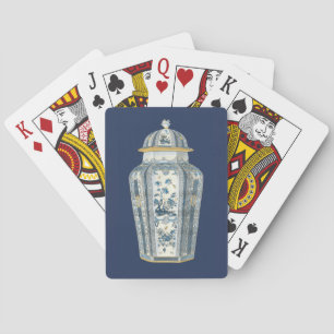 Decoratieve Aziatische urine in blauw en wit Pokerkaarten