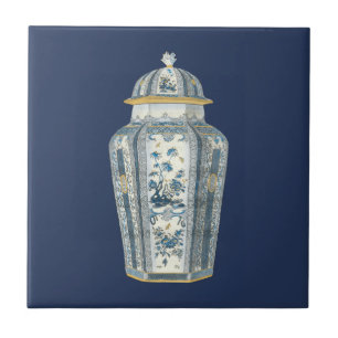 Decoratieve Aziatische urine in blauw en wit Tegeltje