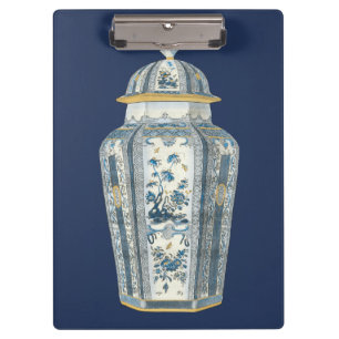 Decoratieve Aziatische Urn in Blauw & Wit Klembord