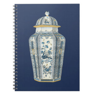 Decoratieve Aziatische Urn in Blauw & Wit Notitieboek