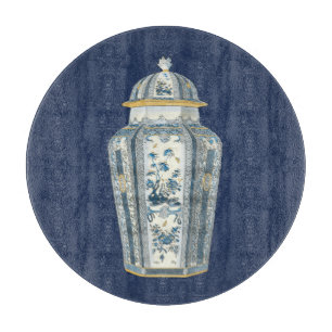 Decoratieve Aziatische Urn in Blauw & Wit Snijplank