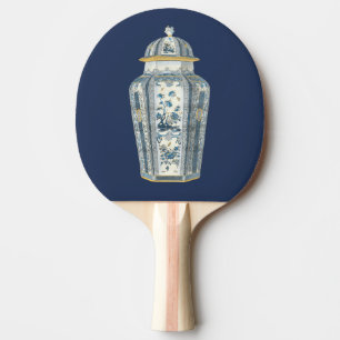 Decoratieve Aziatische Urn in Blauw & Wit Tafeltennisbatje