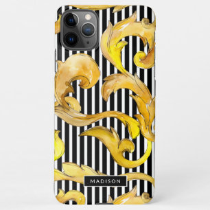 Decoratieve Barok en Strepen Patroon met Naam iPhone 11Pro Max Hoesje