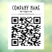 Decoratieve bedrijfsnaam en QR-code Raamsticker (Vel 3)