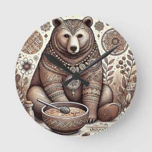 Decoratieve Beer Illustratie Ronde Klok