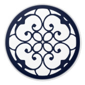 Decoratieve Blauw Wit Patroon Keramische Pull Knop (Voorkant)