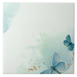 Decoratieve Blauwe Waterverf Vlinders Tegeltje