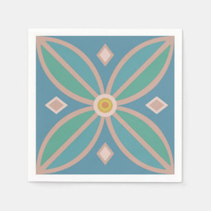 Decoratieve bloem teals en roze servet