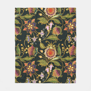 Decoratieve Bloemen: Acryl Gouden Paarse. Fleece Deken