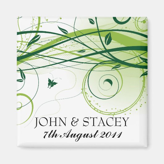 Decoratieve Bloemen Bewaar de Datummagneet Magneet (Voorkant)