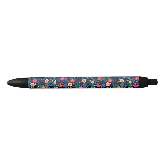 Decoratieve bloemen en bladeren patroon-48675 zwarte inkt pen (Voorkant)
