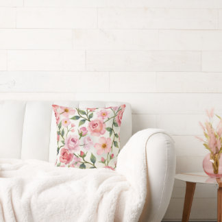 Decoratieve bloemen en strepen kussen