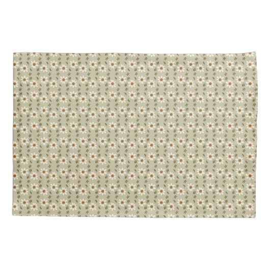 Decoratieve bloemen in wit en beige kussensloop (Achterkant-Links)