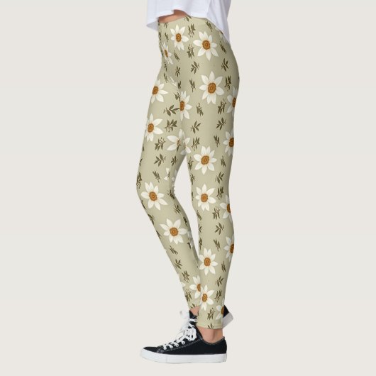 Decoratieve bloemen in wit en beige leggings (Links)