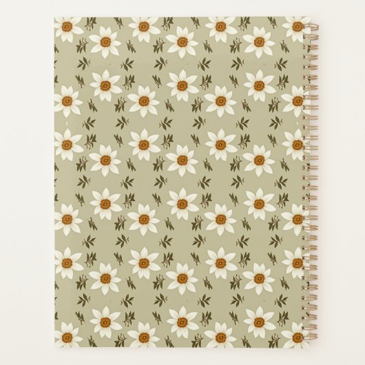 Decoratieve bloemen in wit en beige planner (Achterkant)