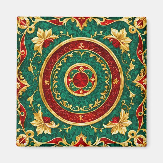 Decoratieve Bloemen Kerstvakantie Magneet (Voorkant)