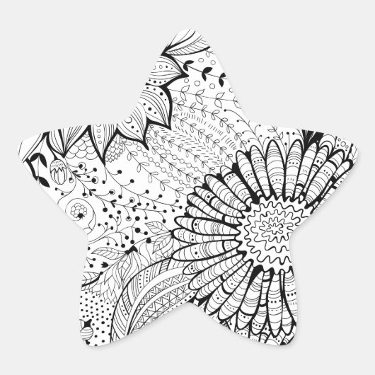 Decoratieve bloemen ster sticker (Voorkant)