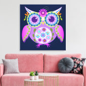Decoratieve Bloemmacht Uil Canvas Afdruk (Insitu (Woonkamer))