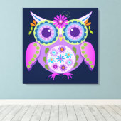 Decoratieve Bloemmacht Uil Canvas Afdruk (Insitu (Houten vloer))