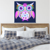 Decoratieve Bloemmacht Uil Canvas Afdruk (Insitu (Slaapkamer))