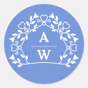 Decoratieve Bloemnaam initialen Bruiloftsenveloppe Ronde Sticker