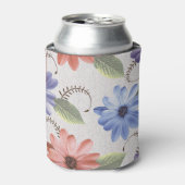 Decoratieve bloemolieverf tegels. blikjeskoeler (Blikje Voorkant)