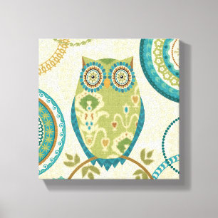 Decoratieve boomkorren met cirkelvormige Design Canvas Afdruk
