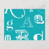 Decoratieve brieven over blauwe achtergrond briefkaart (Voorkant)