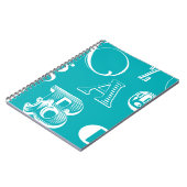 Decoratieve brieven over blauwe achtergrond notitieboek (Linkerzijde)