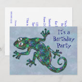 Decoratieve Chameleon Birthday Party Kaart (Voorkant / Achterkant)