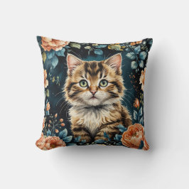 Decoratieve chaton en vintage bloemen kussen