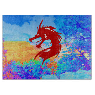 Decoratieve Chinese rode draak Snijplank
