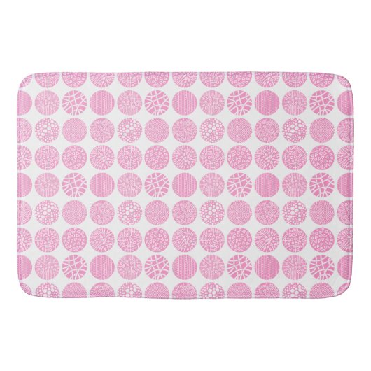Decoratieve cirkels - Roze en wit Badmat (Voorkant)