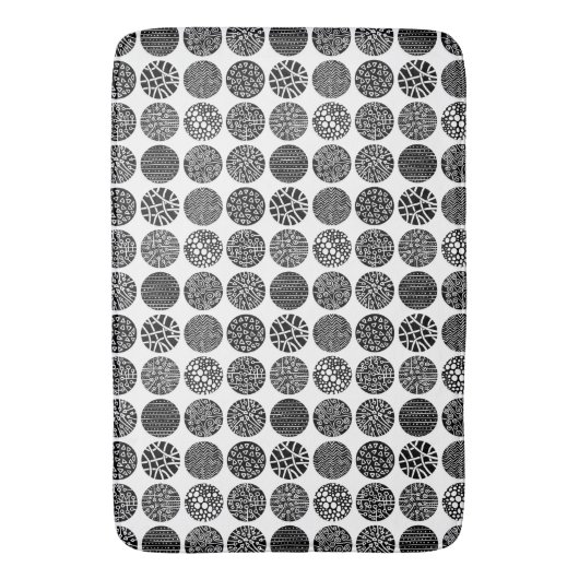 Decoratieve cirkels - zwart en wit badmat (Voorkant Verticaal)