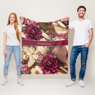 Decoratieve collage Butterflies en Rozen flesje el Fleece Deken