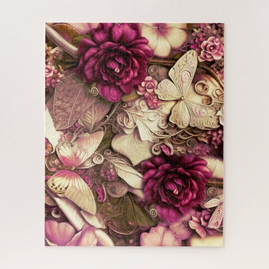 Decoratieve collage Butterflies en Rozen Legpuzzel (Verticaal)