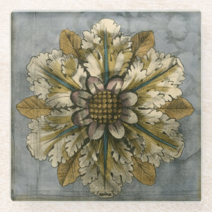 Decoratieve demask Rosette op grijze achtergrond Glazen Onderzetter