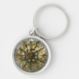 Decoratieve demask Rosette op grijze achtergrond Sleutelhanger